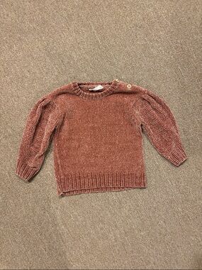 Jessica Simpson Girls Chenille Crewneck Sweater w Button Shoulder